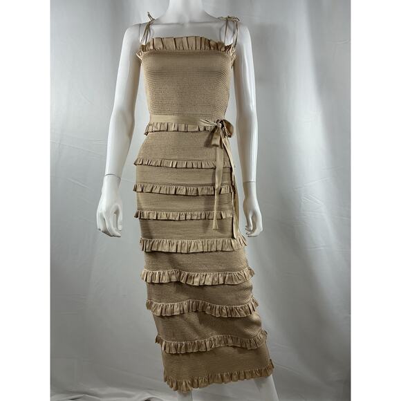 V. Chapman Cream Ruffle Midi Dress - Picture 2 of 4